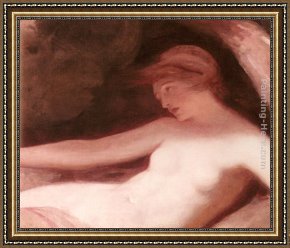 George Romney Framed Paintings - Reclining Female Nude by George Romney