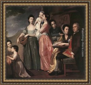 George Romney Framed Paintings - The Leigh Family by George Romney