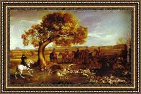 Departure to The Hunt Framed Paintings - The Grosvenor Hunt by George Stubbs