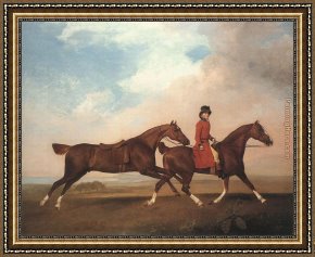 Group of Horses Framed Paintings - William Anderson with Two Saddle-horses by George Stubbs