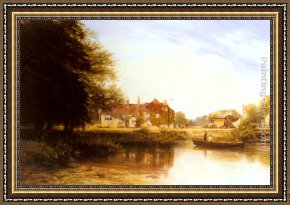 Swan Framed Paintings - The Swan at Pangbourne by George Vicat Cole