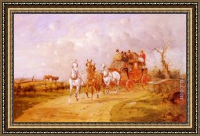 The Royal George on Her Return From Ireland Framed Paintings - The Royal Mail Crossing A Bridge by George Wright