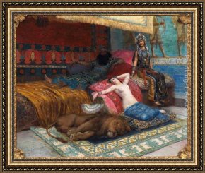 Antoine Framed Paintings - L'esclave et le lion by Georges Antoine Rochegrosse