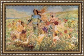 Antoine Framed Paintings - The Knight of the Flowers by Georges Antoine Rochegrosse