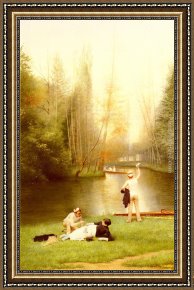 The Flirtation Framed Paintings - Flirtation by Georges Croegaert