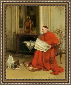 Receiving The News Framed Paintings - Reading the News by Georges Croegaert