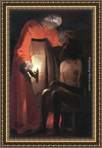 Job Framed Paintings - Job mocked by his wife by Georges de La Tour