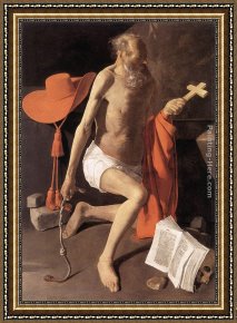 Penitent Magdalen Framed Paintings - Penitent St Jerome by Georges de La Tour