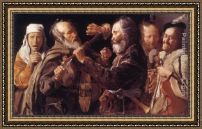 Three Musicians Framed Paintings - Quarrelling Musicians by Georges de La Tour
