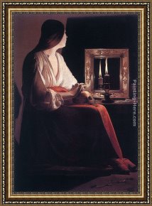 Penitent Magdalen Framed Paintings - The Penitent Magdalen by Georges de La Tour