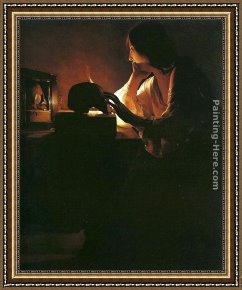Penitent Magdalen Framed Paintings - The Repentant Magdalen by Georges de La Tour