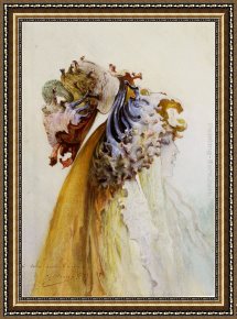 Jules Framed Paintings - Buste De Femme De Profil by Georges Jules Victor Clairin