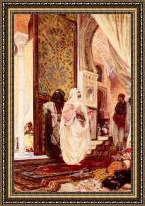 Jules Framed Paintings - Entering The Harem by Georges Jules Victor Clairin