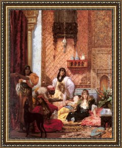 Her Favorite Book Framed Paintings - The Sultan's Favorites by Georges Jules Victor Clairin