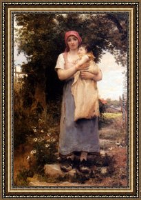 An Algerian Mother And Child Framed Paintings - A Mother Holding Her Child by Georges Laugee