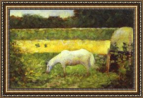 Group of Horses Framed Paintings - Landscape with a Horse by Georges Seurat