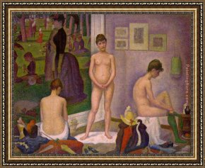 Madonna with St George Framed Paintings - The Models by Georges Seurat