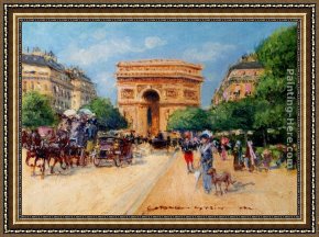 Sunny Framed Paintings - A Sunny Day In Paris by Georges Stein