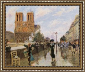 Le Vertige, Idylle Framed Paintings - Les quais pres de Notre Dame by Georges Stein