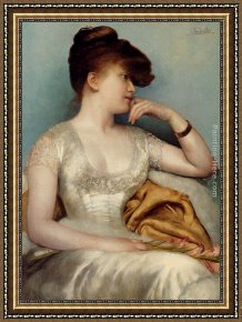 Portrait of a Monk of The Benedictine Order, Holding a Skull Framed Paintings - Portrait Of A Seated Lady Holding A Flower by Georges van den Bos