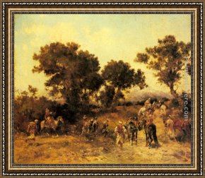 A Hunting Morn Framed Paintings - An Arab Hunting Party by Georges Washington