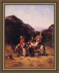Riders Framed Paintings - Riders in the Mountain by Georges Washington