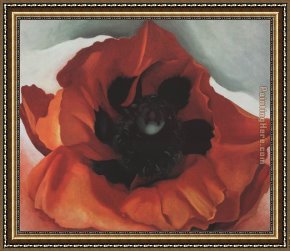 Jaune Poppy Framed Paintings - Poppy by Georgia O'Keeffe