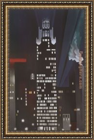 Building Framed Paintings - Radiator Building With Logo by Georgia O'Keeffe