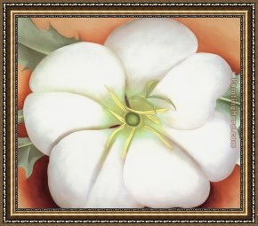The Era of The Red Guards Framed Paintings - White flower on Red Earth No. 1 by Georgia O'Keeffe