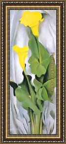 Yellow Framed Paintings - Yellow Calla Lily by Georgia O'Keeffe