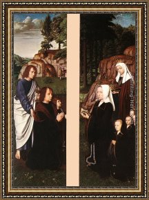 Extinction Des Lumieres Inutiles Framed Paintings - Triptych of Jean Des Trompes (side panels) by Gerard David