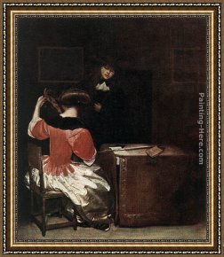Lessons Learned by Eyears Framed Paintings - The Music Lesson by Gerard ter Borch