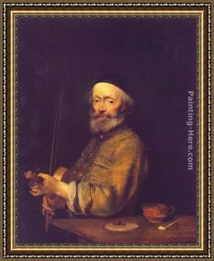 The Violinist Framed Paintings - The Violinist by Gerard ter Borch