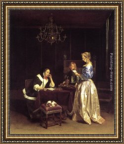 A Woman Reading Framed Paintings - Woman Reading a Letter by Gerard ter Borch
