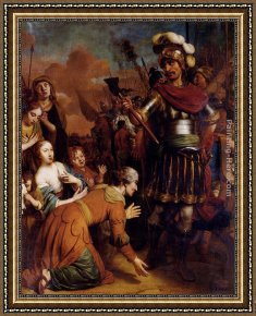 Hendrikus Van Den Sande Bakhuyzen Framed Paintings - Volumnia Pleading With Her Son Coriolanus To Spare Rome by Gerbrand van den Eeckhout