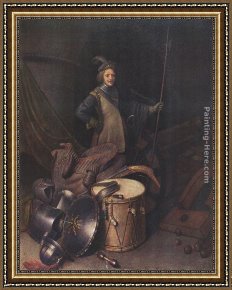 Russian Officer Framed Paintings - Officer of the Marksman Society in Leiden by Gerrit Dou
