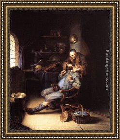 Pulling a Tooth Framed Paintings - The Extraction of Tooth by Gerrit Dou