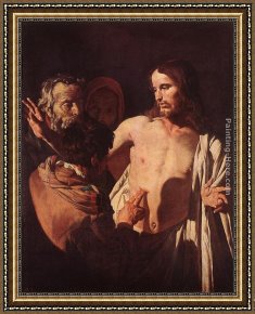 The Incredulity of Saint Thomas Framed Paintings - The Incredulity of St Thomas by Gerrit van Honthorst