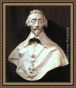 Gian Lorenzo Bernini Framed Paintings - Bust of Cardinal Armand de Richelieu by Gian Lorenzo Bernini