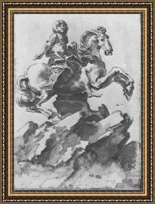Design for The Grande Galerie in The Louvre Framed Paintings - Design for the "Equestrian Monument of Louis XIV" by Gian Lorenzo Bernini