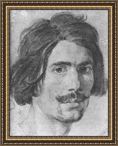 Gian Lorenzo Bernini Framed Paintings - Portrait of a Man with a Moustache (Supposed Self-Portrait) by Gian Lorenzo Bernini