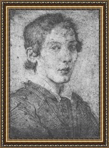 Portrait of a Young Man (detail) Framed Paintings - Portrait of a Young Man (Self-Portrait) by Gian Lorenzo Bernini