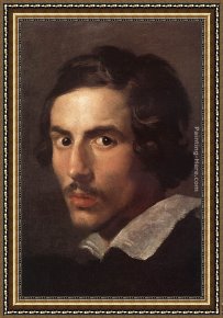 Portrait of a Young Man (detail) Framed Paintings - Self-Portrait as a Young Man by Gian Lorenzo Bernini