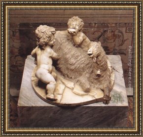Lorenzo Framed Paintings - The Goat Amalthea with the Infant Jupiter and a Faun by Gian Lorenzo Bernini