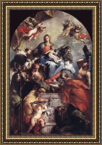 Madonna And Child with Saints And Angels Framed Paintings - Madonna and Child with Saints by Giovanni Antonio Guardi