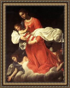 Virgin Enthroned with Angels Framed Paintings - The Virgin and the Child with Angels by Giovanni Baglione