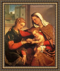 The Mystic Marriage of St. Catherine Framed Paintings - The Mystic Marriage Of St. Catherine by Giovanni Battista Moroni