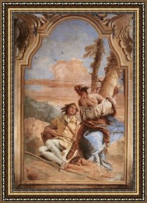 Giovanni Battista Tiepolo Framed Paintings - Angelica Carving Medoro's Name on a Tree by Giovanni Battista Tiepolo