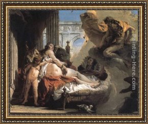 Jupiter And Antiope Framed Paintings - Jupiter and Dana&euml; by Giovanni Battista Tiepolo