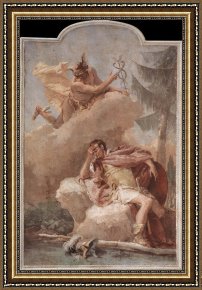 Jupiter And Mercury at Philemon And Baucis Framed Paintings - Mercury Appearing to Aeneas by Giovanni Battista Tiepolo